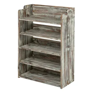 MyGift 5 Tier Rustic Torched Wood Entryway Shoe Rack Storage Shelves, Closet Organizer Shelf