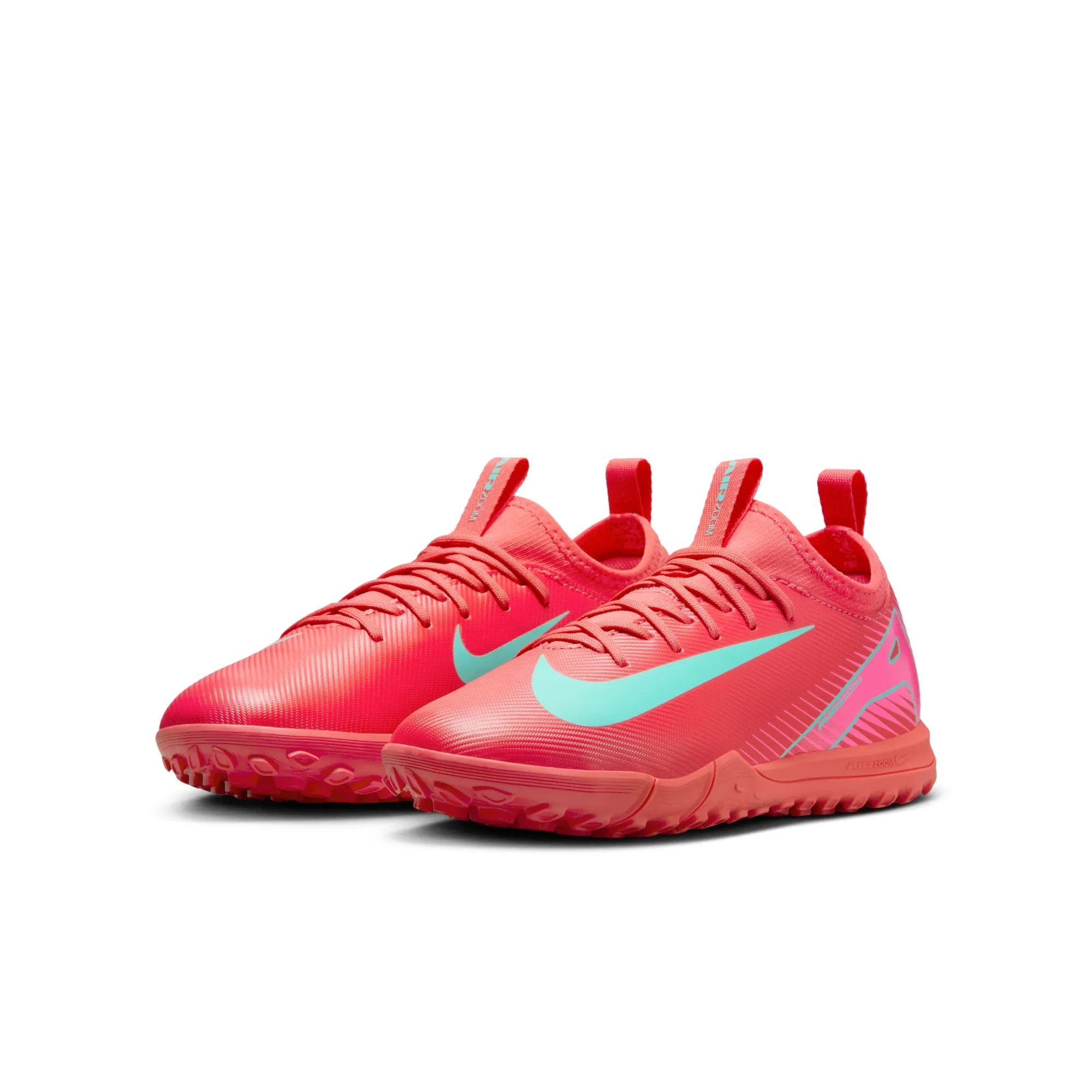 Nike Junior Zoom Mercurial Vapor 16 Academy TF Turf Soccer Cleats -Ember Glow/Aurora Green