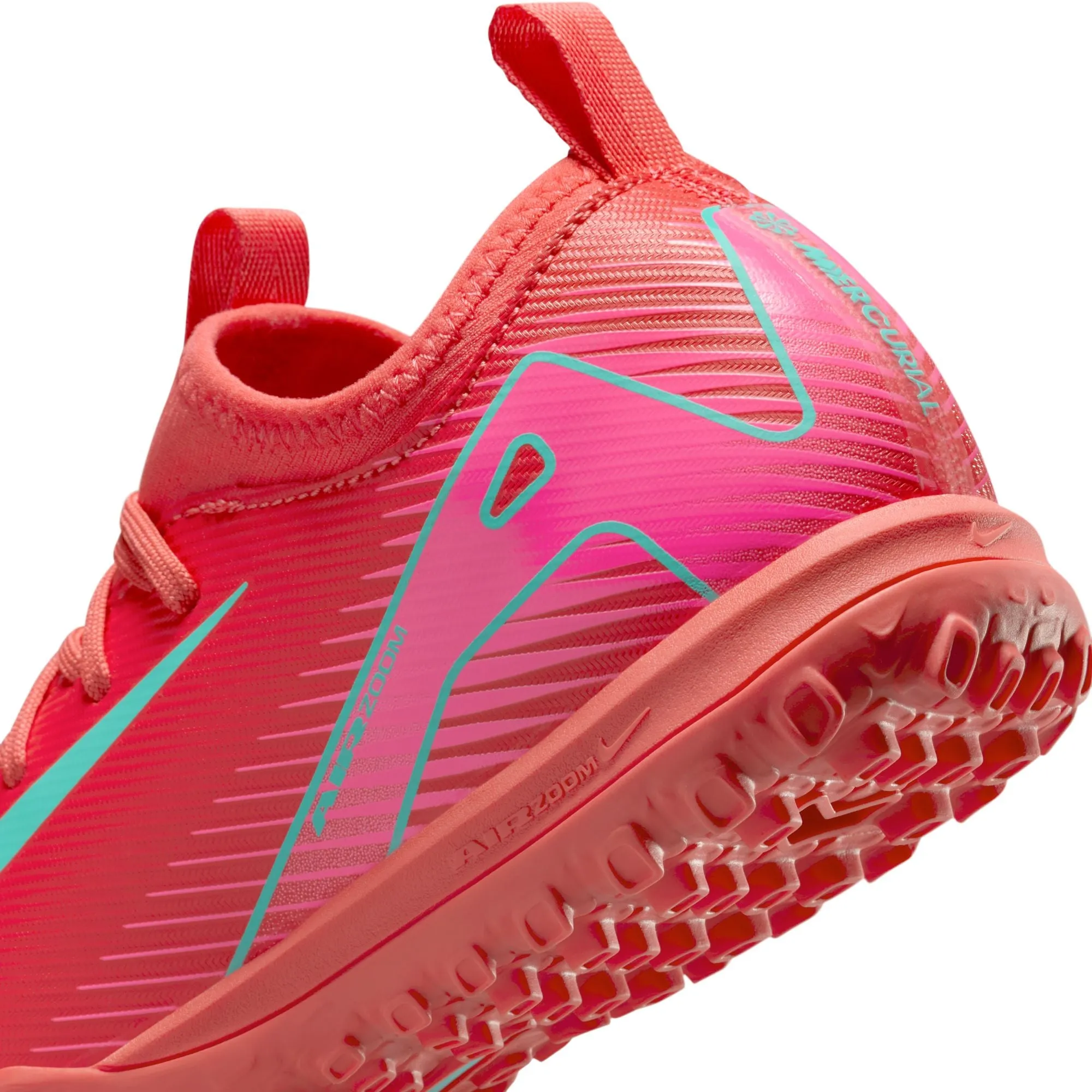 Nike Junior Zoom Mercurial Vapor 16 Academy TF Turf Soccer Cleats -Ember Glow/Aurora Green
