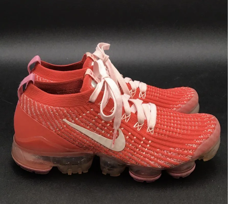 Nike Women's Air Vapormax Flyknit 3 Red Running Athletic Shoes - Size 7