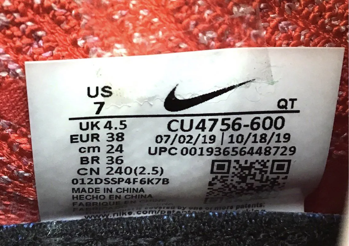 Nike Women's Air Vapormax Flyknit 3 Red Running Athletic Shoes - Size 7