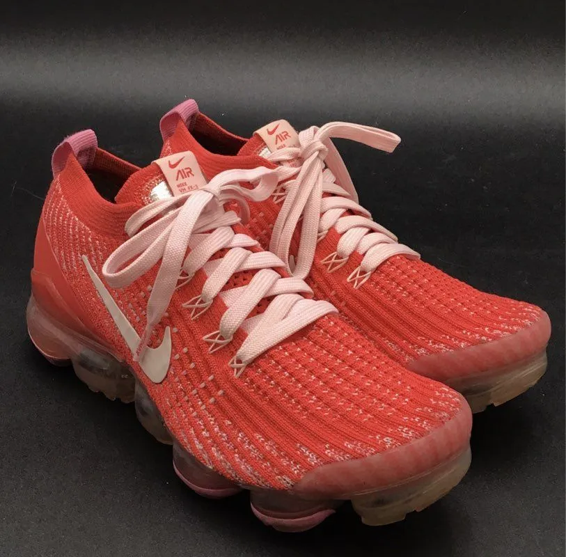Nike Women's Air Vapormax Flyknit 3 Red Running Athletic Shoes - Size 7