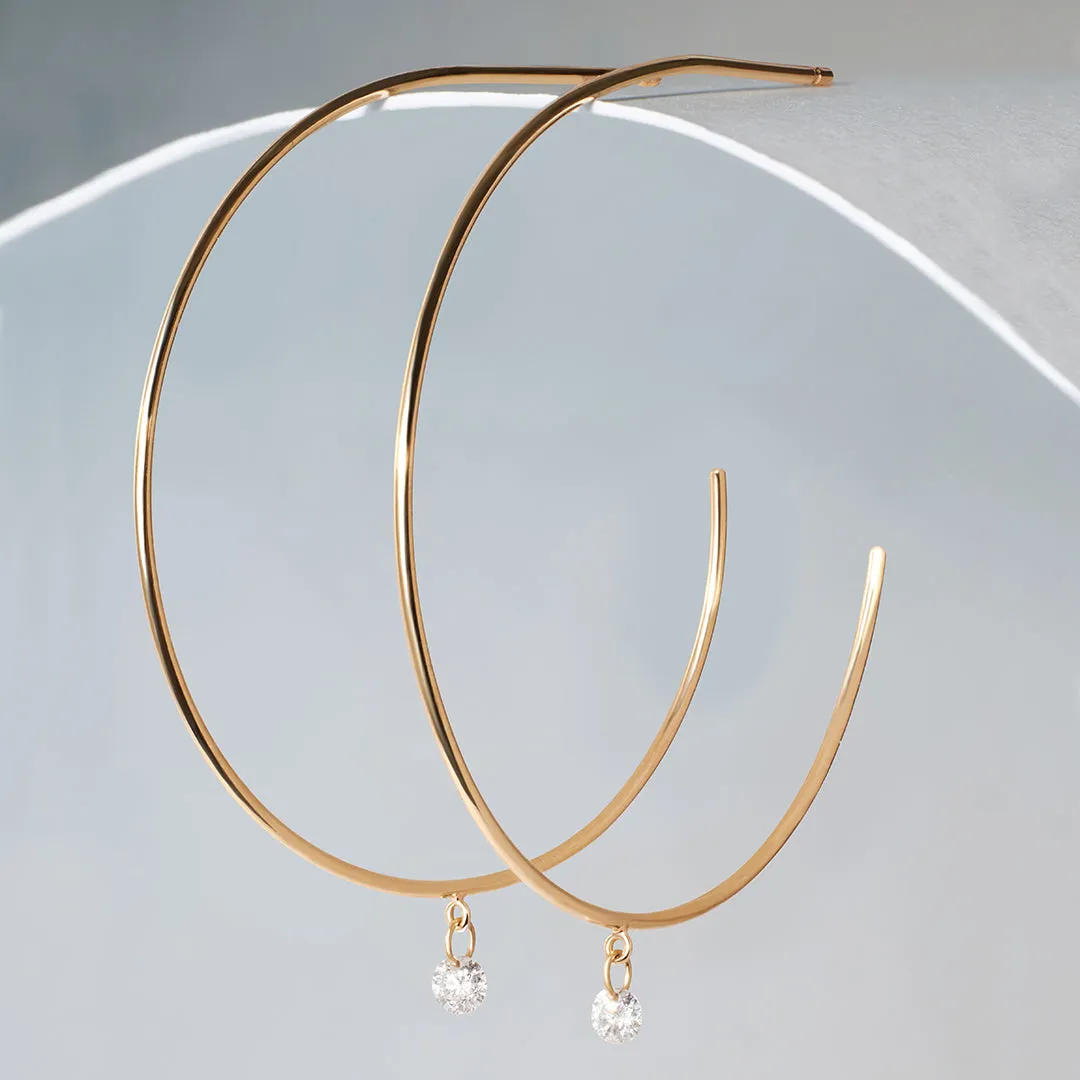 PIROUETTE | Single Floating Dia Hoop Earring