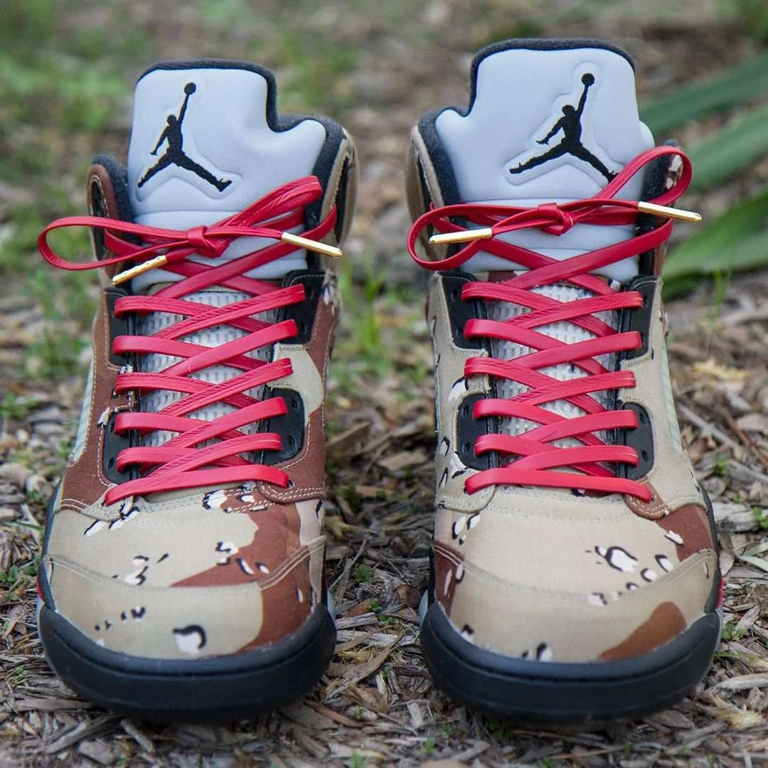 Red Luxury Leather Laces - Gold Plated
