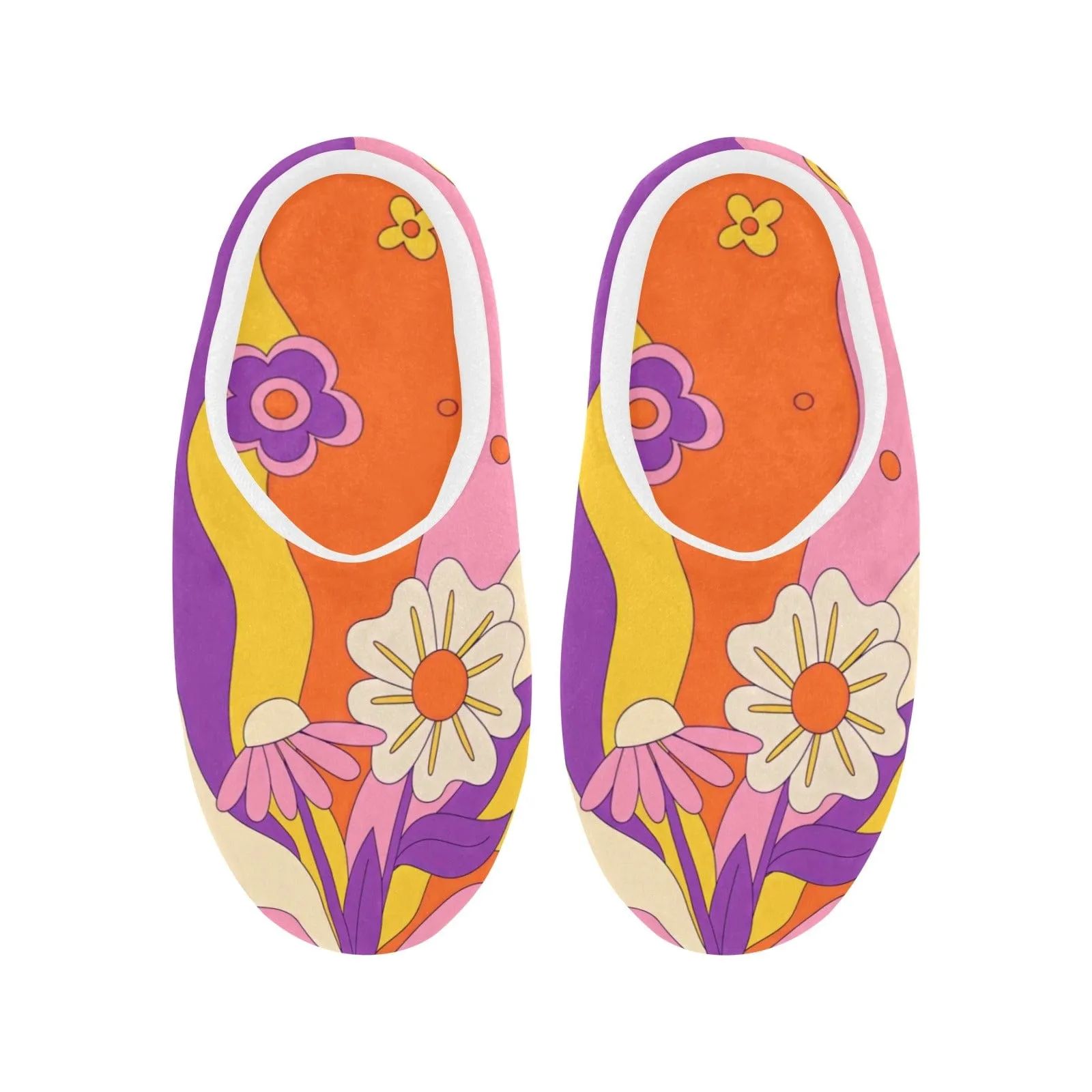 Retro Groovy Boho Flower Power Bedroom Slippers - 781623