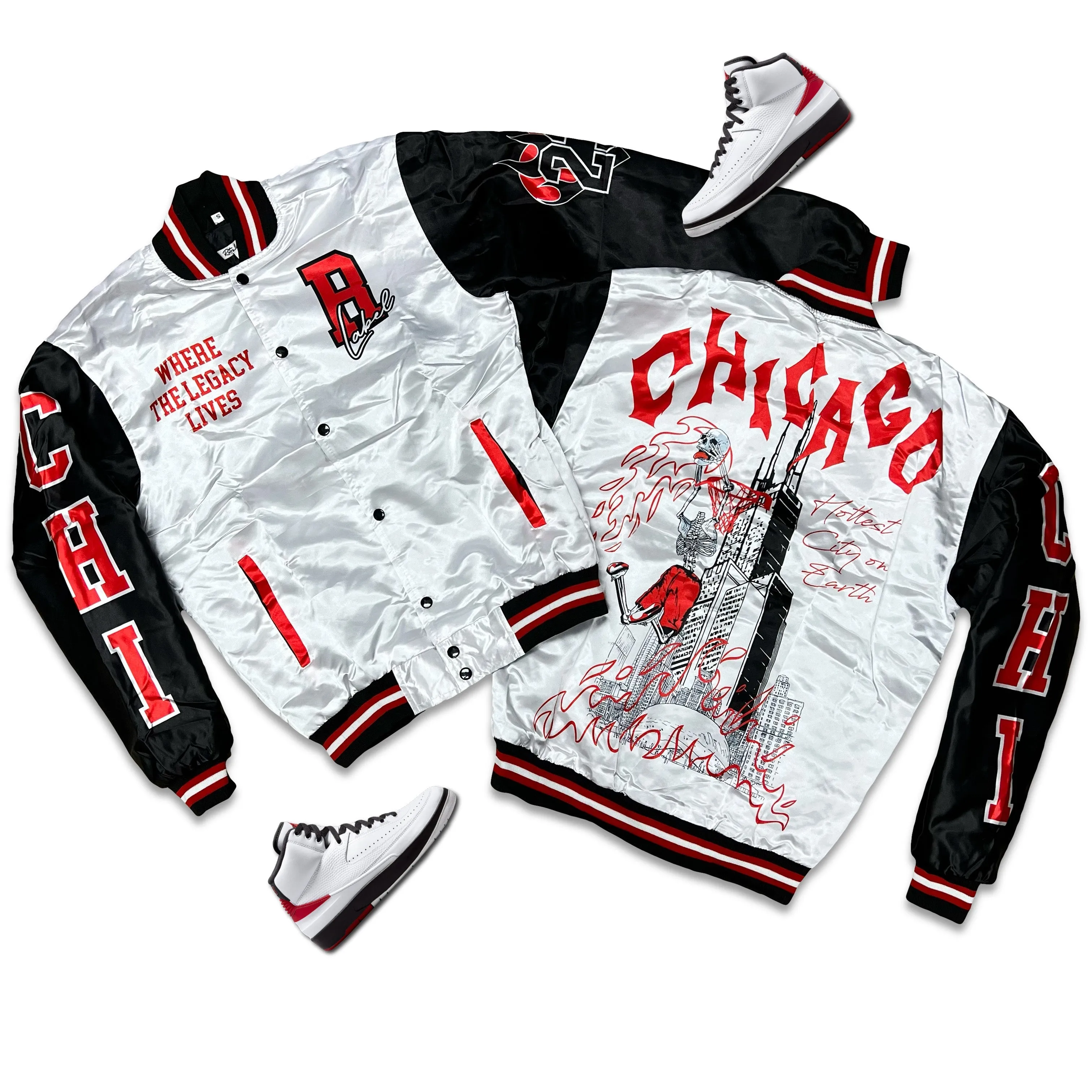 RETRO LABEL Chicago Satin JACKET (RETRO 2 Chicago)