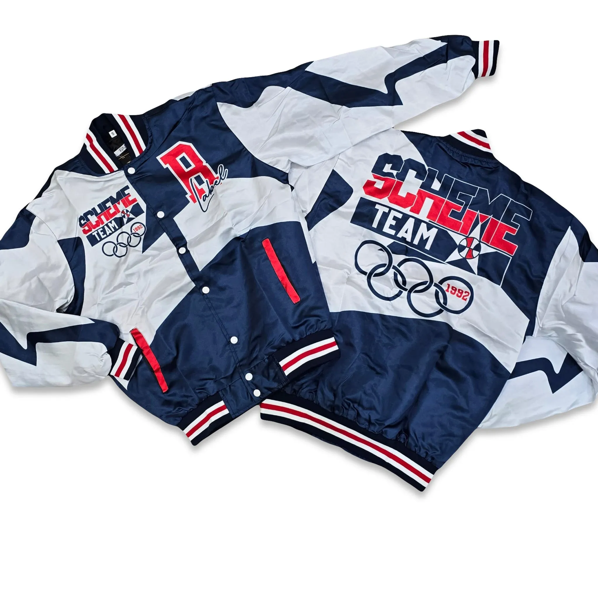 RETRO LABEL SCHEME TEAM SATIN JACKET (Retro 6 OLYMPIC)
