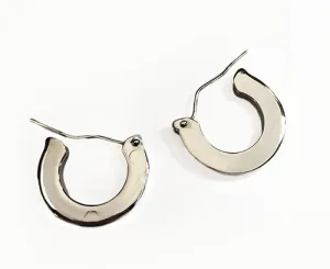 Silver Oarlock Washer Solid Hoop Earrings