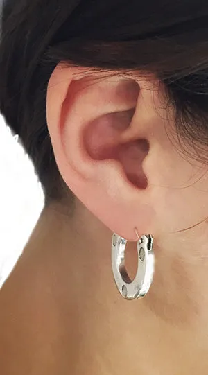 Silver Oarlock Washer Solid Hoop Earrings