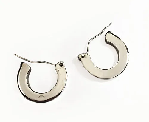 Silver Oarlock Washer Solid Hoop Earrings