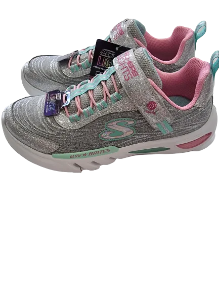 Skecher girls silver light up sparkly