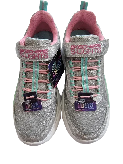 Skecher girls silver light up sparkly