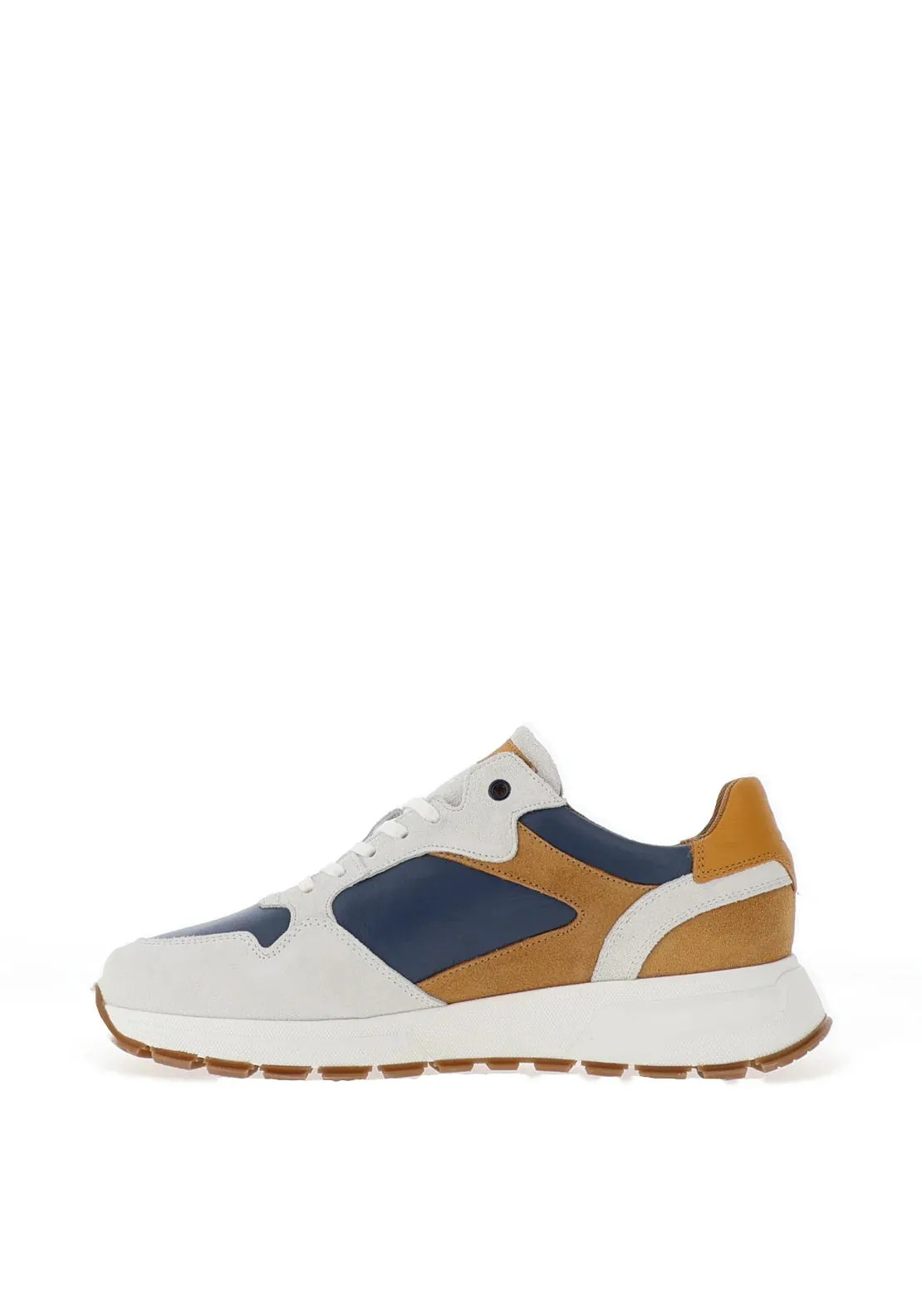 SLOANE Felix Mustard & Blue Leather Trainers