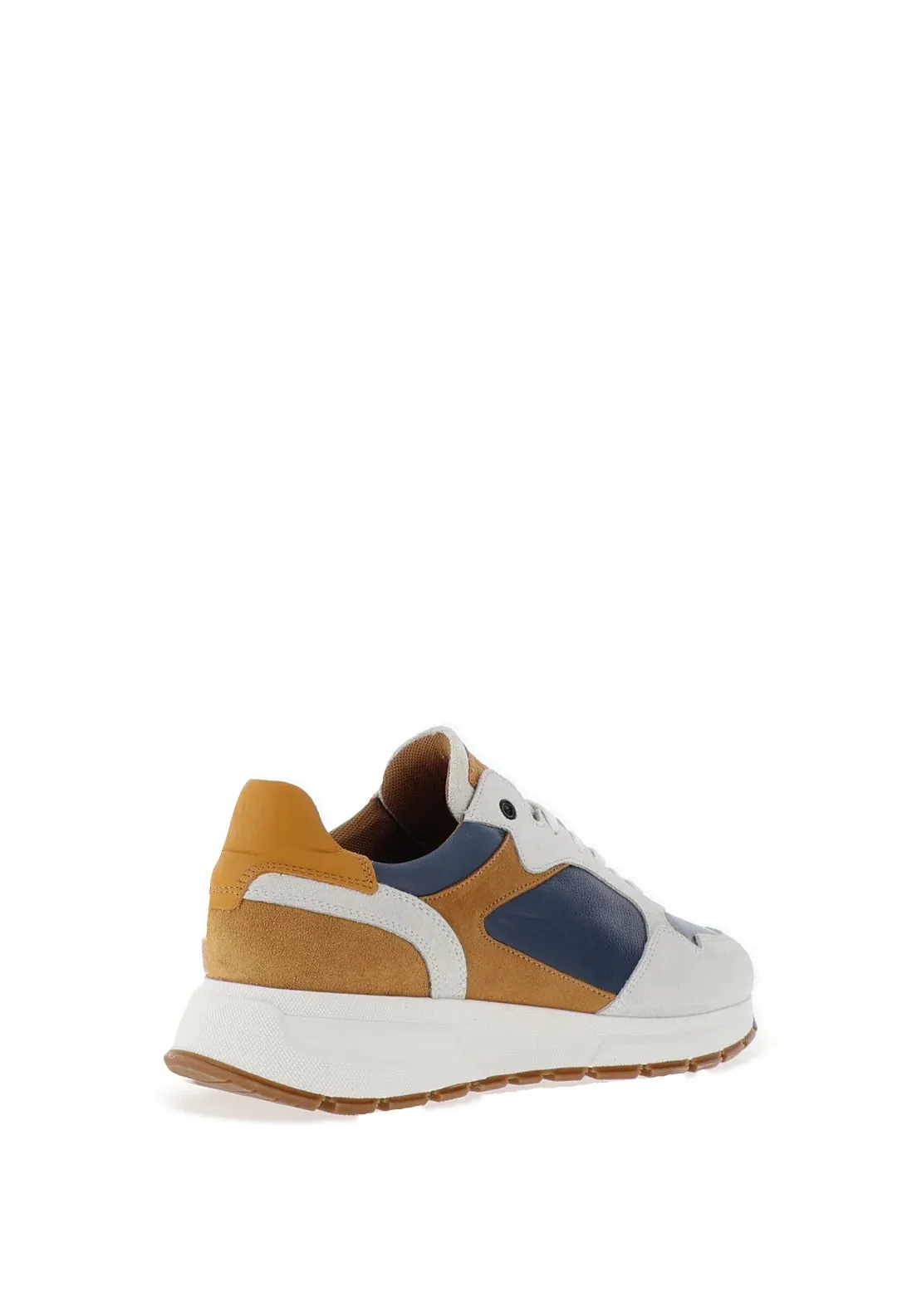 SLOANE Felix Mustard & Blue Leather Trainers