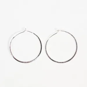 Small Silver Hammered Wire Hoops