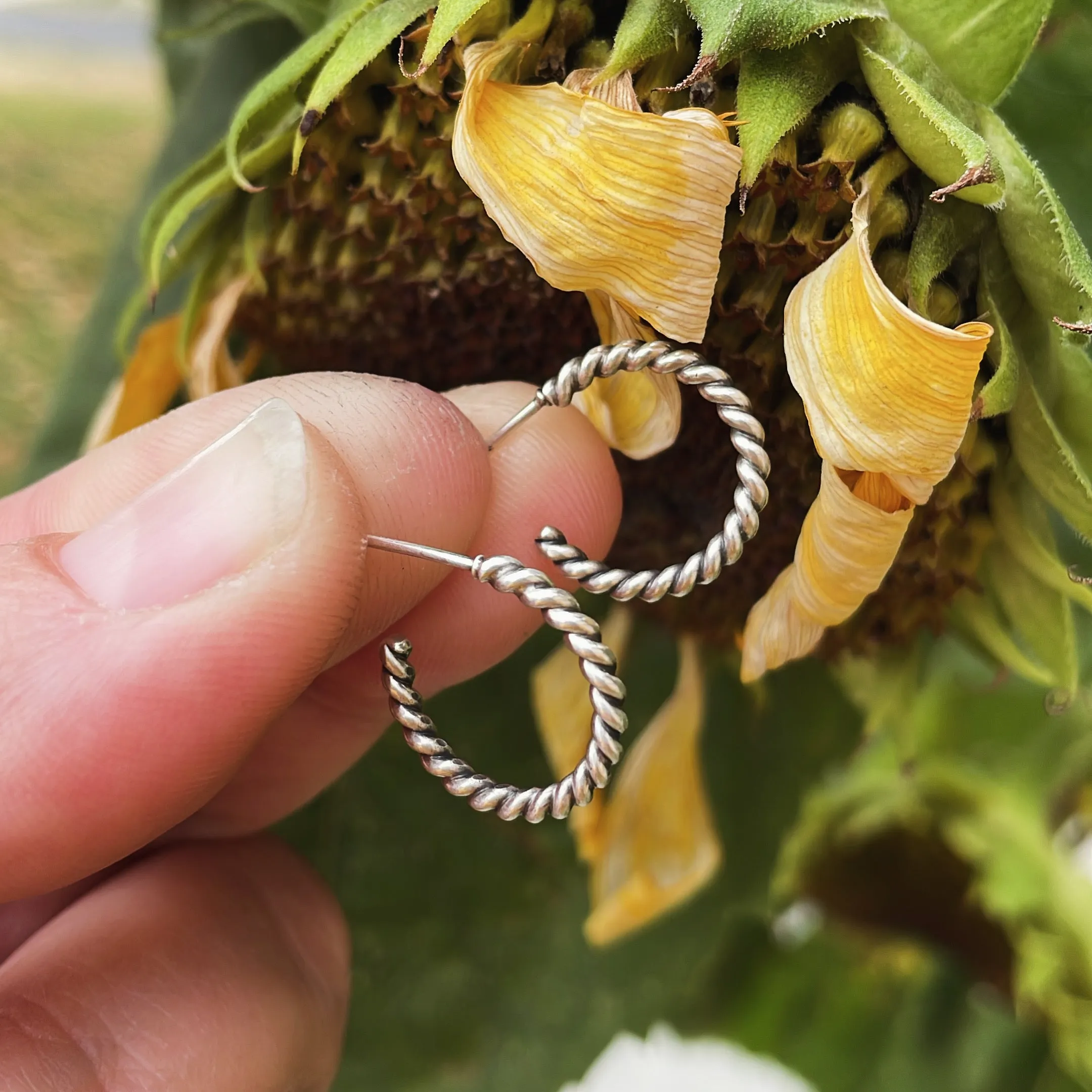 Sterling Silver Twist Wire Hoop Earrings