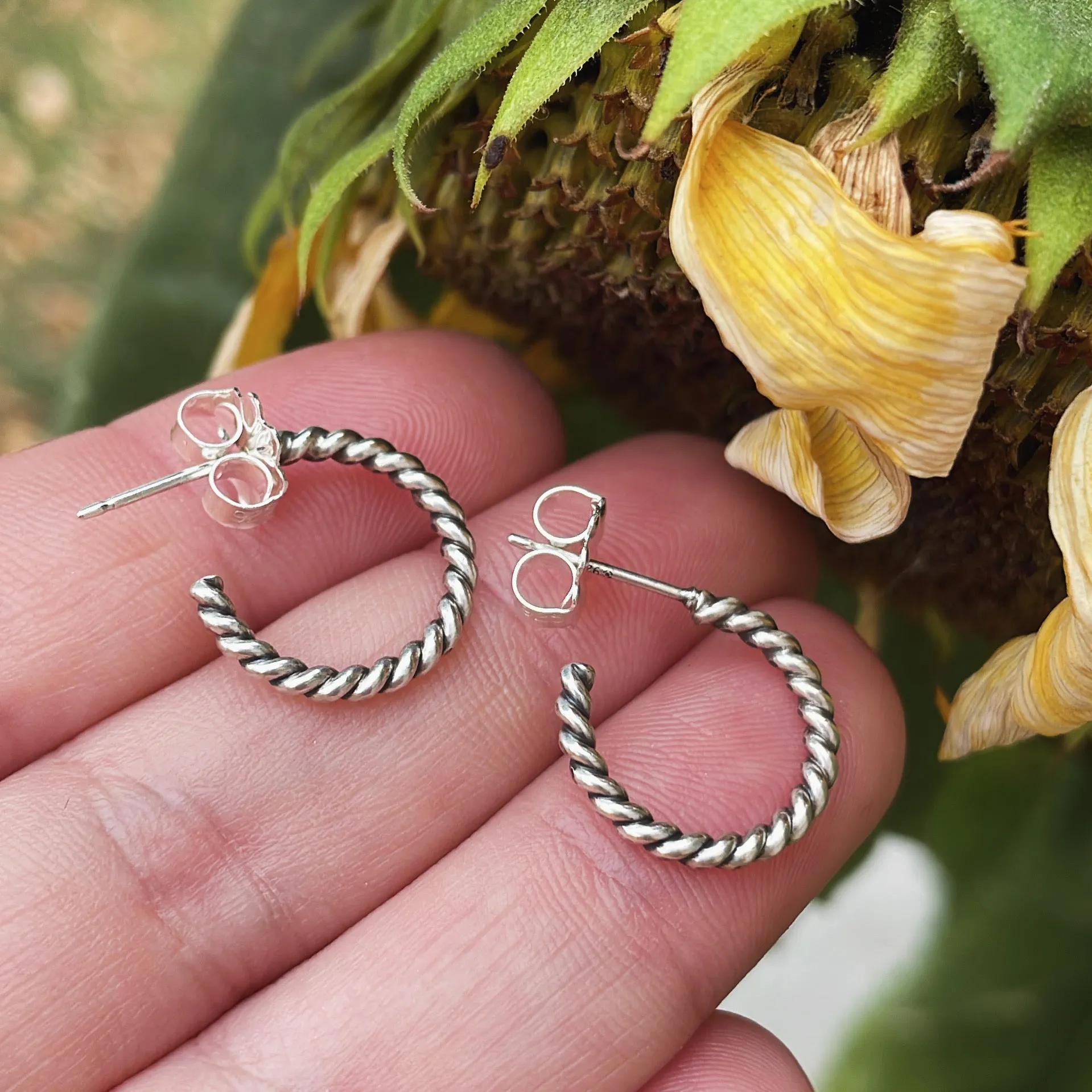 Sterling Silver Twist Wire Hoop Earrings