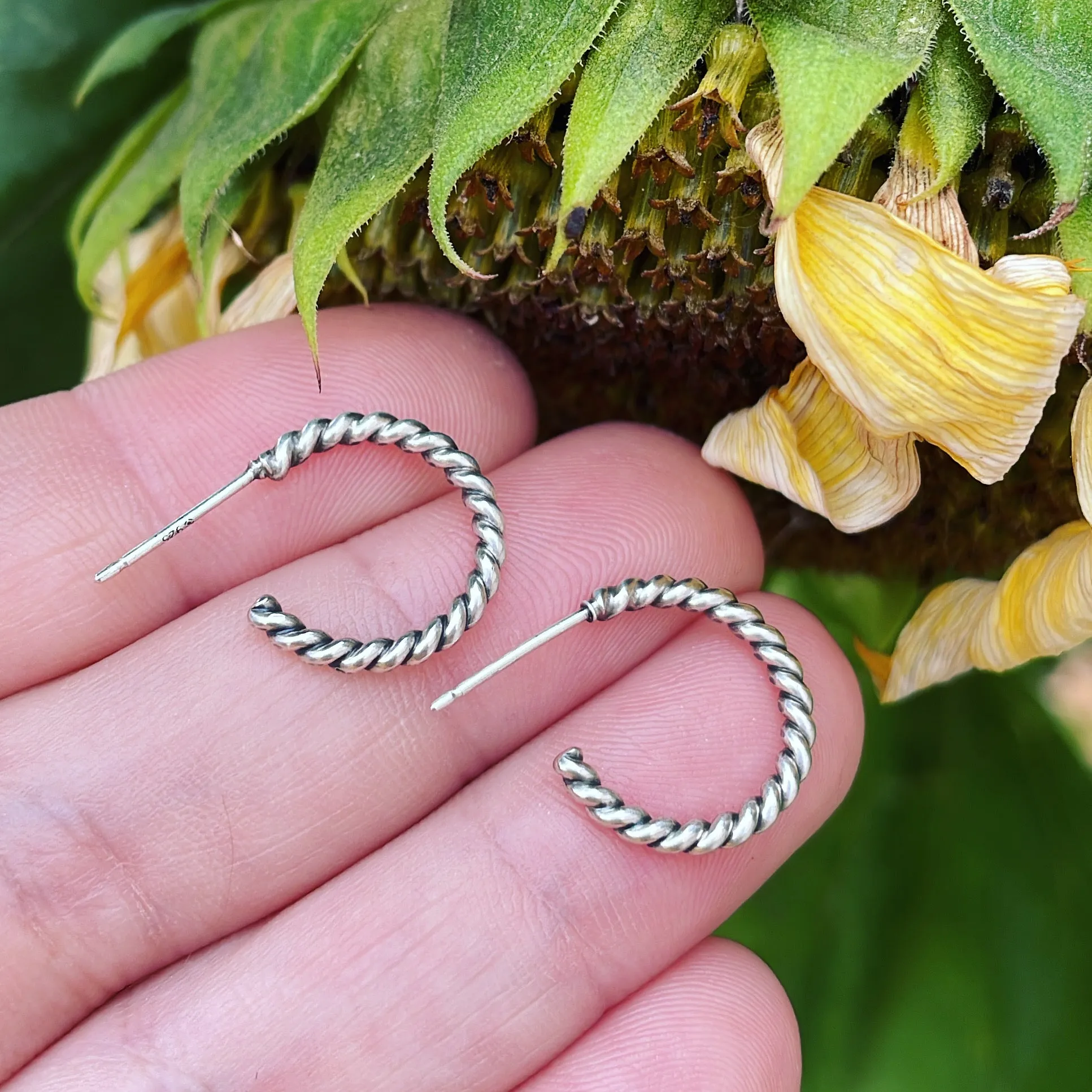 Sterling Silver Twist Wire Hoop Earrings