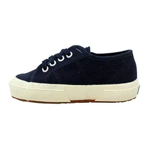 Superga 2750 JCOT Classic Navy White Fashion Canvas Lace Up White Sole Sneakers