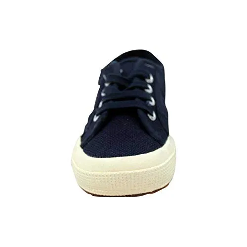 Superga 2750 JCOT Classic Navy White Fashion Canvas Lace Up White Sole Sneakers