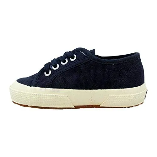 Superga 2750 JCOT Classic Navy White Fashion Canvas Lace Up White Sole Sneakers
