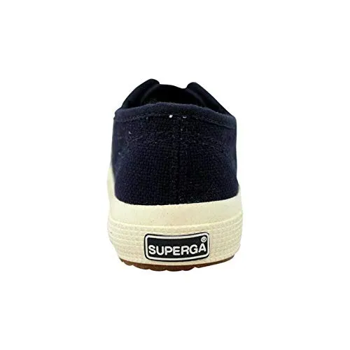 Superga 2750 JCOT Classic Navy White Fashion Canvas Lace Up White Sole Sneakers