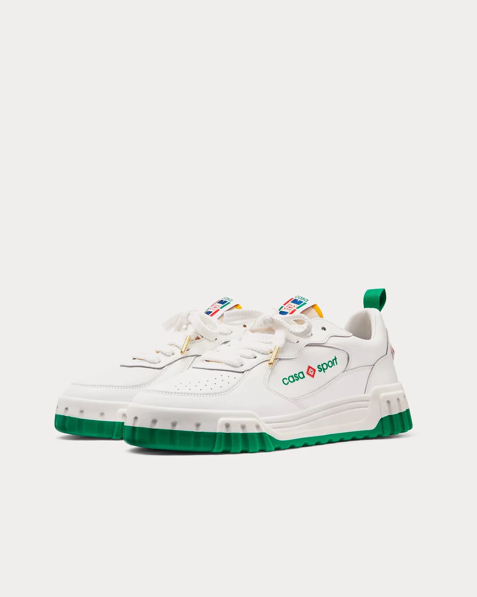 The Court White / Green Low Top Sneakers