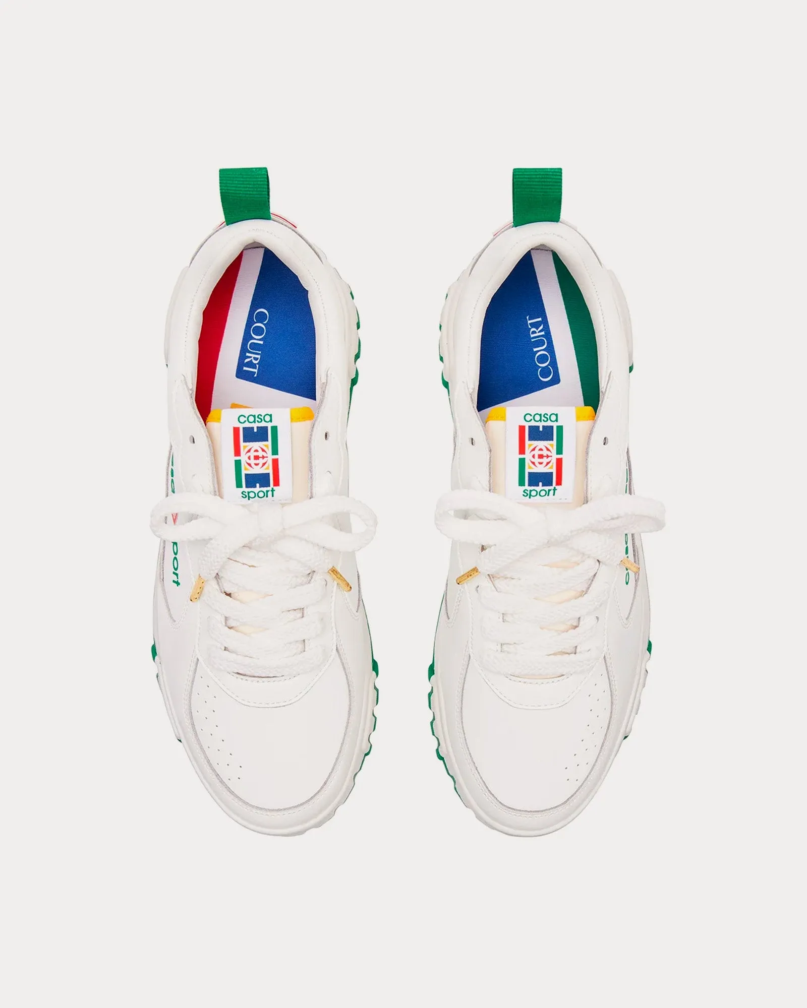 The Court White / Green Low Top Sneakers