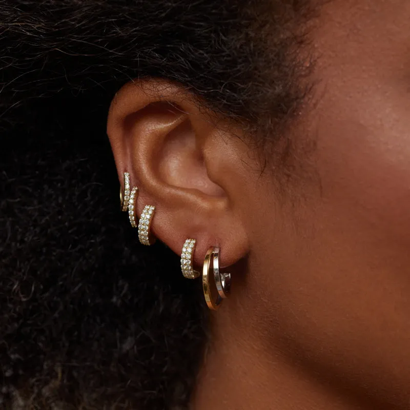 Two-Tone Small Double Hoops