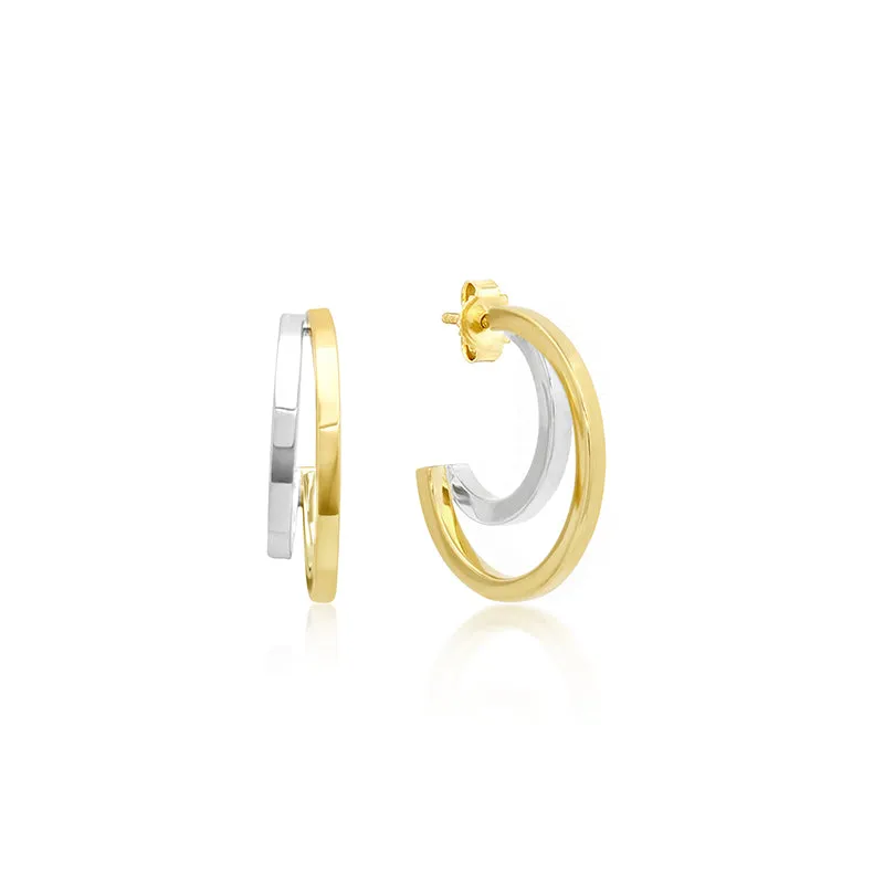 Two-Tone Small Double Hoops