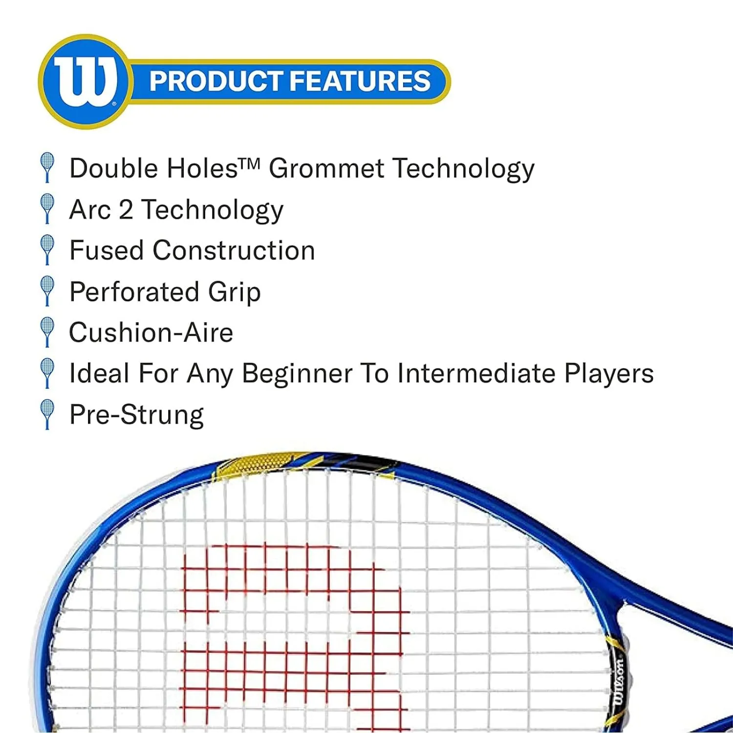 Wilson US Open 103 Tennis Racquet, Blue/Yellow