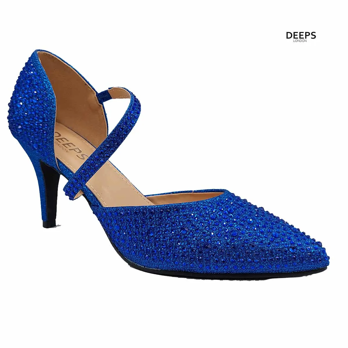 WINNE WOMENS LOW MID KITTEN HEEL SPARKLY DIAMANTE ANKLE STRAP COURT SHOES SANDALS