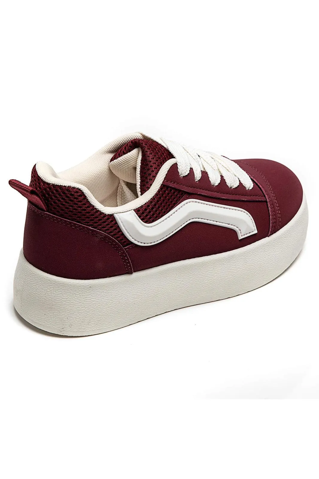 WOMEN'S SUEDE TEXTILE THICK BOTTOM PLATFORM TRAINERS IN WINE