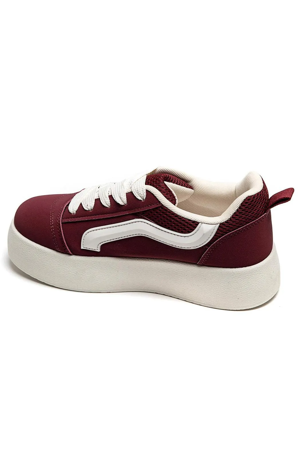 WOMEN'S SUEDE TEXTILE THICK BOTTOM PLATFORM TRAINERS IN WINE