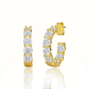 Women's Vermeil Diamond Tennis Hoop Earrings