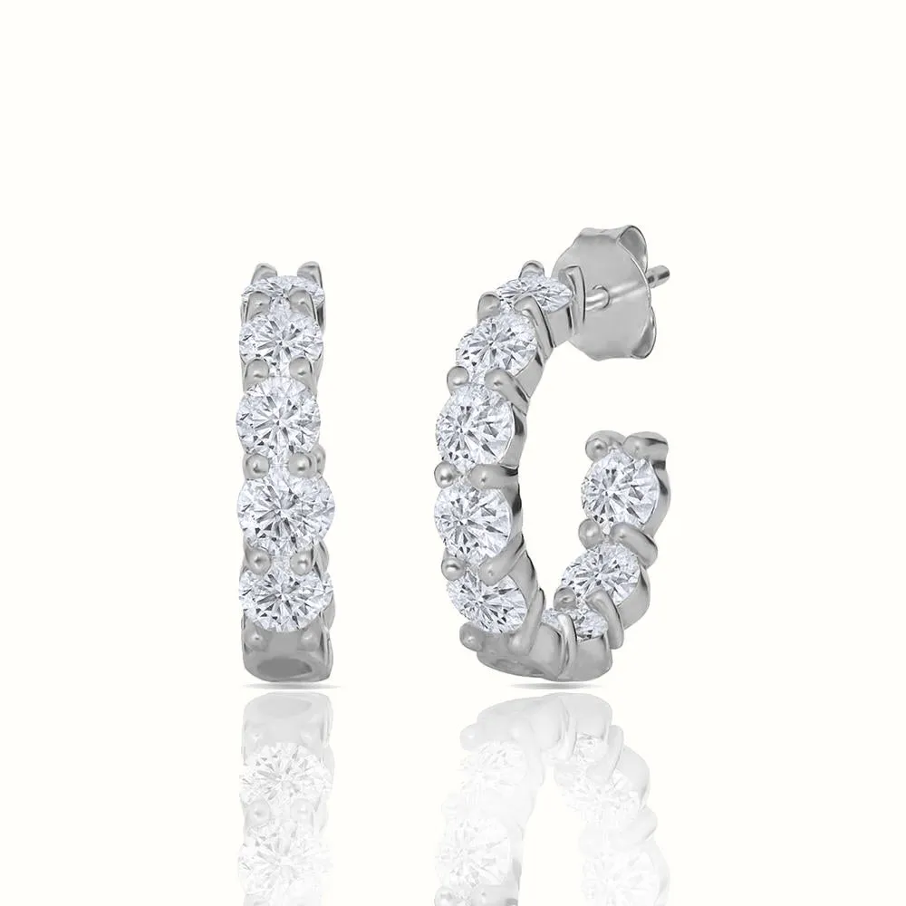 Women's Vermeil Diamond Tennis Hoop Earrings