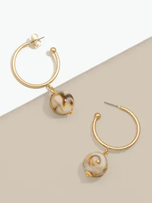 Zenzii E2540MG/BEI Marbled Bead Hoop Earring